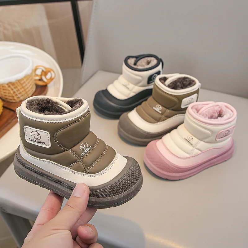 

2025 New Winter Plush Snow Boots for Children Thick Warm Boy's Girl's Cotton Shoes Waterproof Kid's Winter Boots Velvet Shoe
