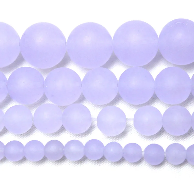 Natural Stone Matte Violet Chalcedony Round Loose Beads 15