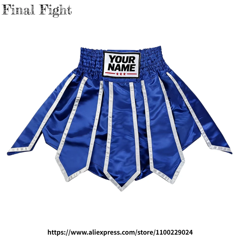 

Custom Muay Thai Shorts Gladiator Boxing Shorts Men Women Child Blue BJJ MMA Training Wrestling Grappling Kickboxing Fight Pants