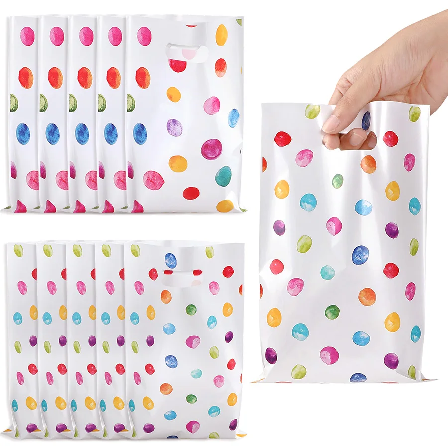 Sacs cadeaux à pois arc-en-ciel, 50/100 pièces, sacs d'emballage pour bonbons et biscuits, cadeaux de mariage pour invités, fournitures de noël
