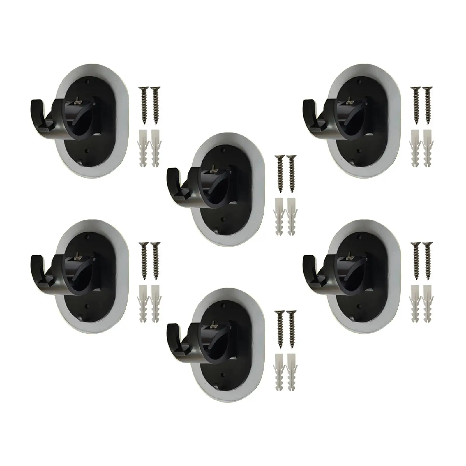6x Curtain Rod Holders No Drilling Universal Towel Rod Hooks Fixing Curtain Rod Hooks for Bedroom Kitchen Hotel Bathroom Black