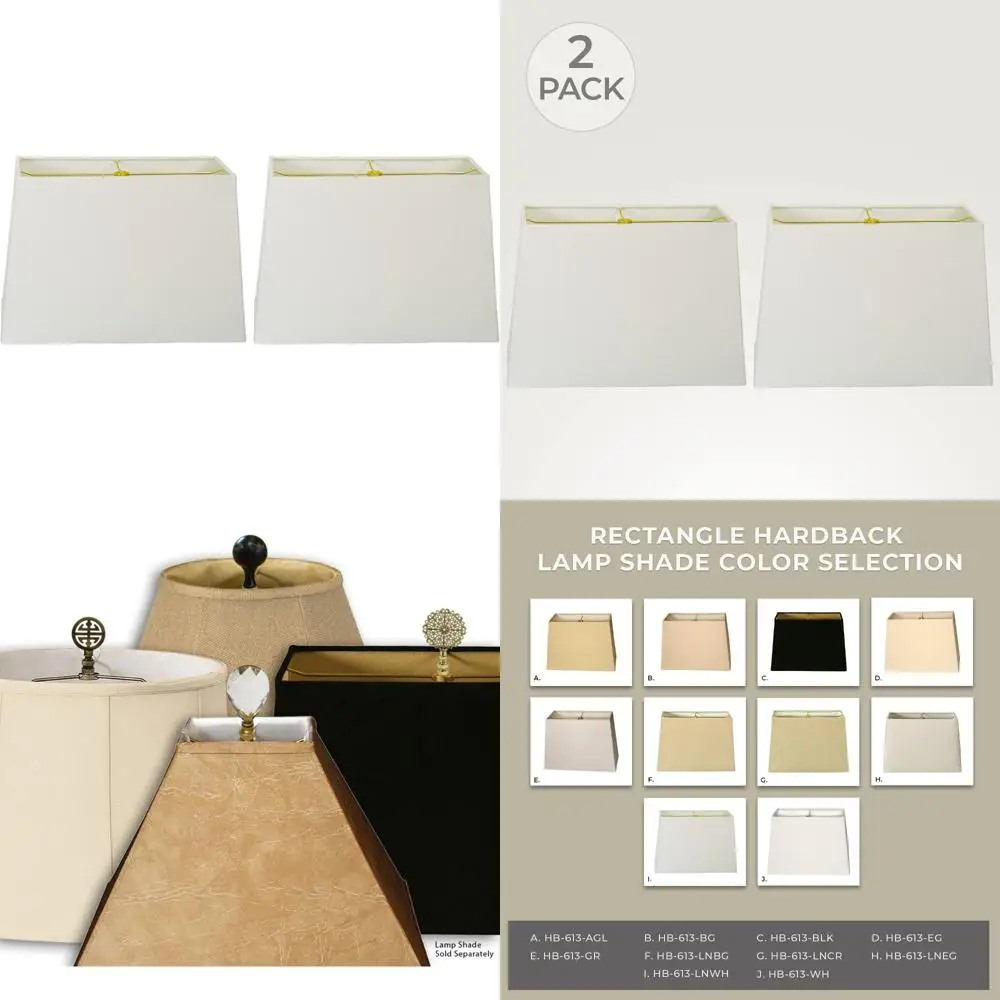 

Rectangle Hardback Lamp Shades Linen White, 6x12x8x14, 2-Pack, Large Size for Home Lighting