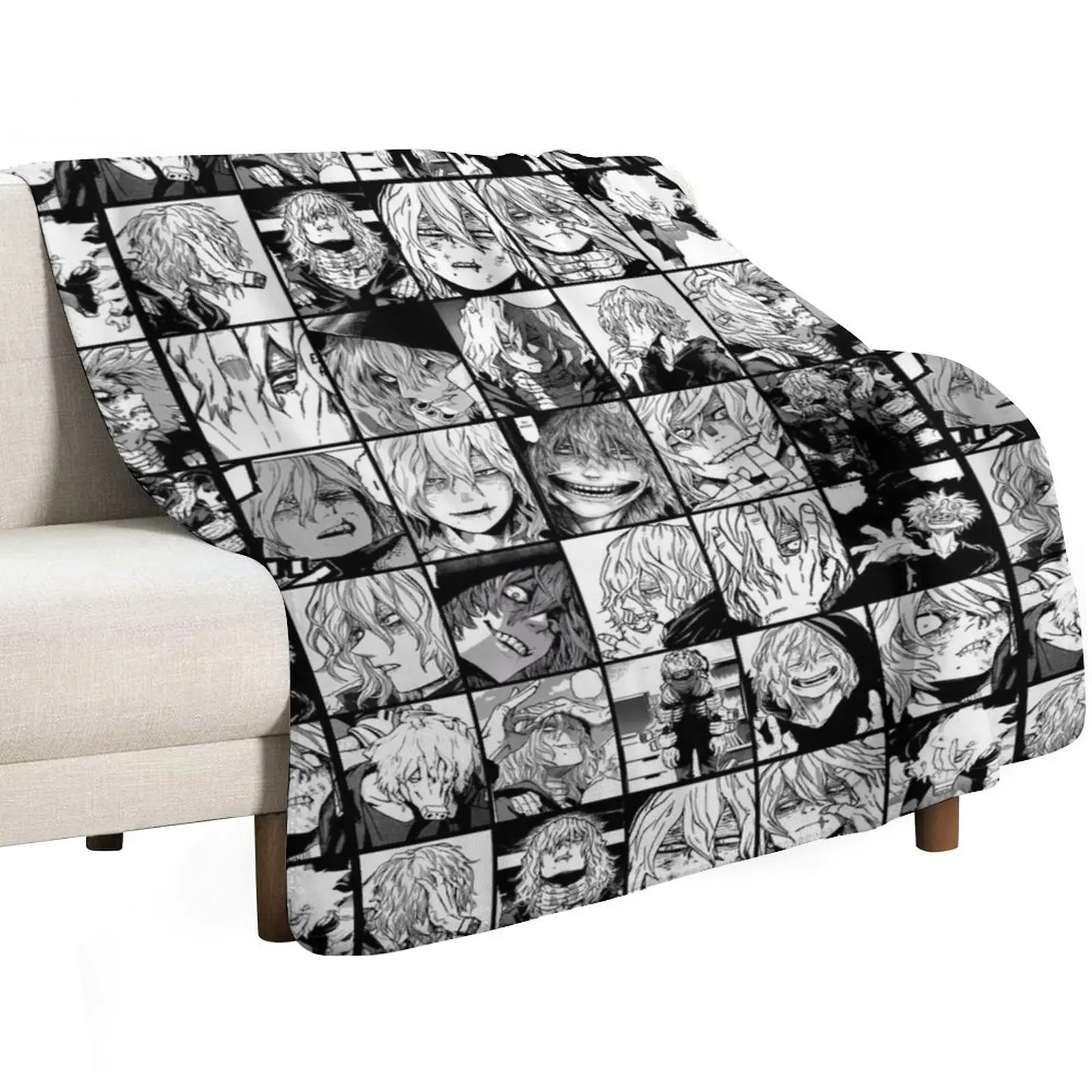 Shigaraki Collage black and white version Throw Blanket Multi Purpose Soft Warm Blanket for Home Travel