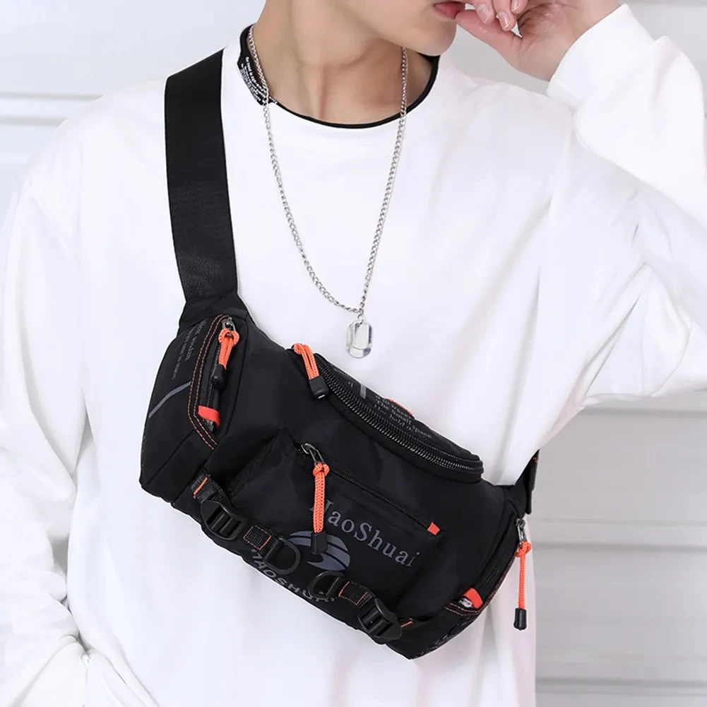 Nylon Crossbody Running Waist Bag Waterproof Oxford Men\'s Belt Fanny Pack Shoulder Messenger Bag Travel Bum Sling Chest Bags