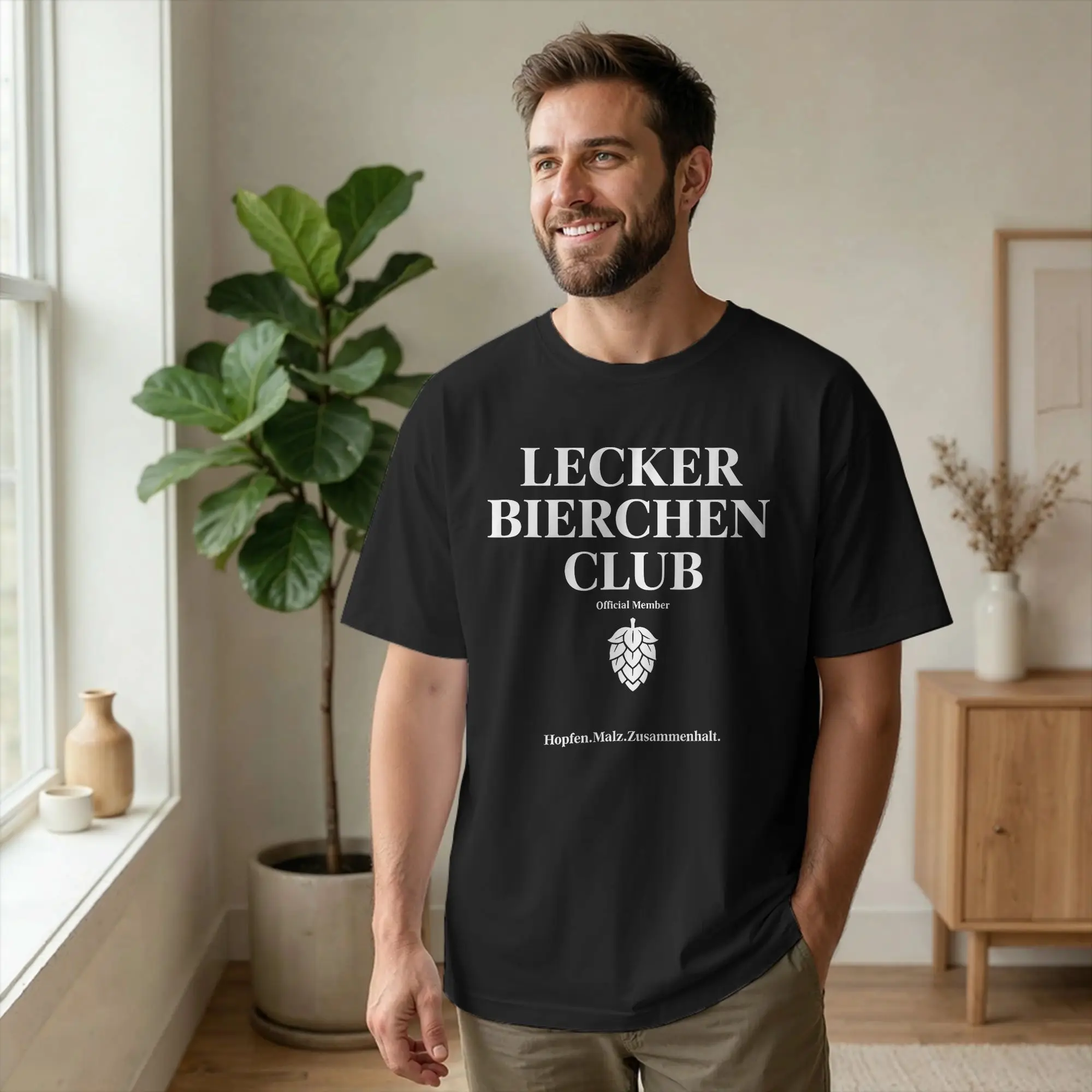 Lecker Bierchen Club T Shirts Men 100% Cotton Vintage T-Shirts Crewneck Tasty Beer Drinking Tees Short Sleeve merch Classic