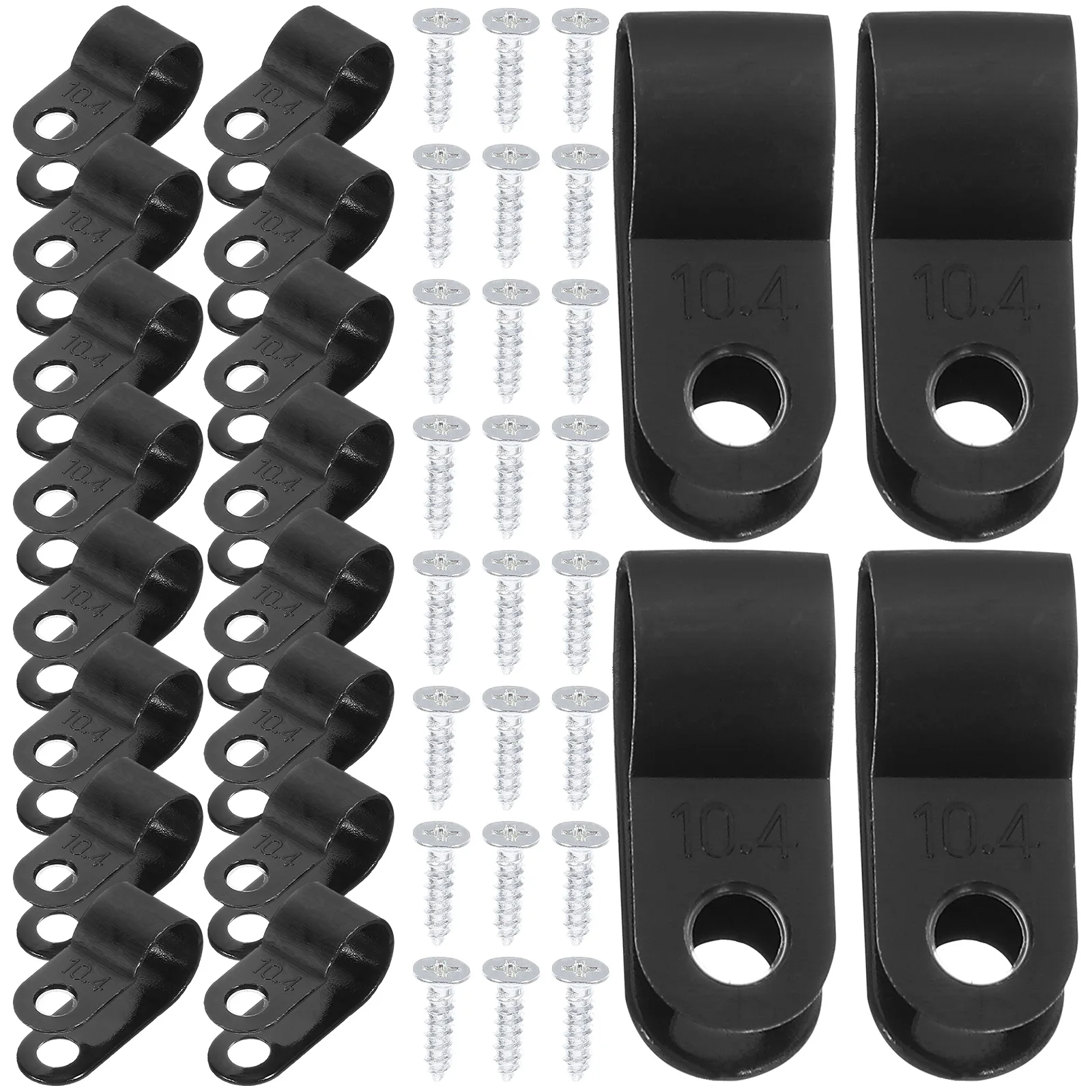 

200 pcs Cable Clips Wire Fixing Buckle .4 3/8 Black Screws Electrical Holder Organizer Management Wall Mount Plastic