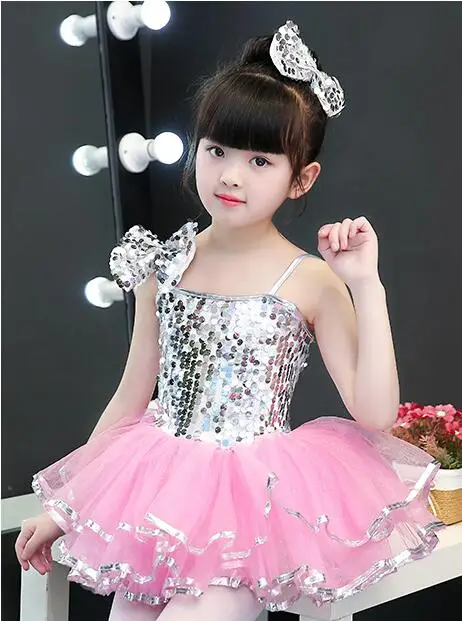 2019 Jazz Dance Kostüme Pailletten Mädchen Street Dance Show Kleidung Kinder Hip Hop Bühne Tanzen Anzüge Jazz dance kleid für mädchen