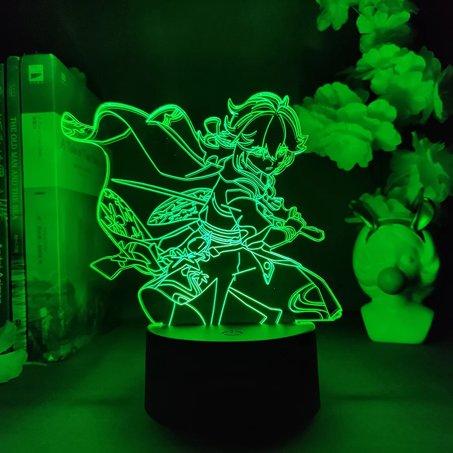 Genshin Impact Kazuha 3D LED Game Lamp Hot Online Gamers Gifts Cool Gaming Room Table Top Decor Game Figure Kaedehara Kazuha