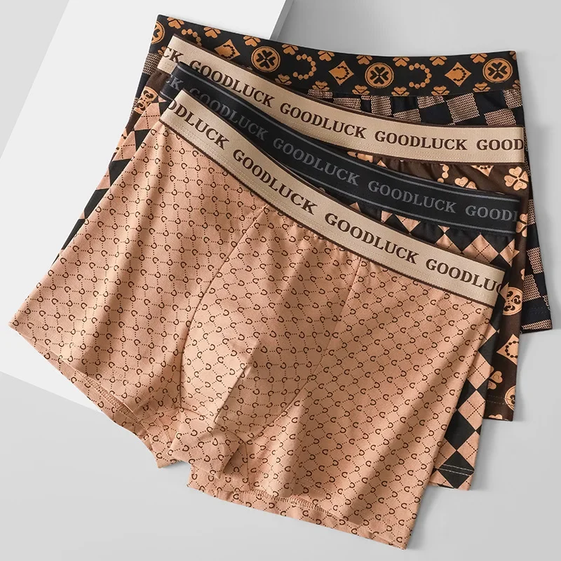 4pcs Men's sexy breathable boxer shorts, casual close fitting underwear, comfortable sports four cornered pants