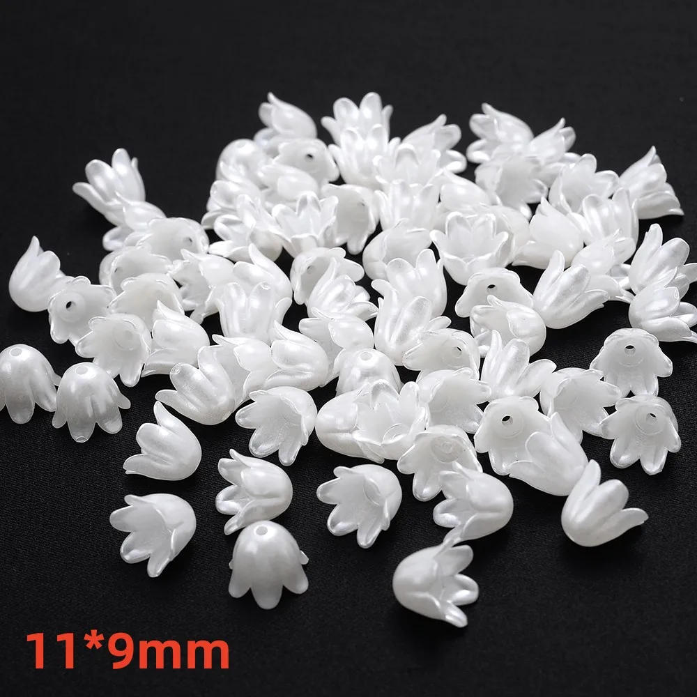 iYOE 100 stücke 28 Stil Blume Spacer Perlen Imitation Perle Weiß Acryl Blume Perlen Kappen Für Die Herstellung Von Schmuck Zubehör Diy tot