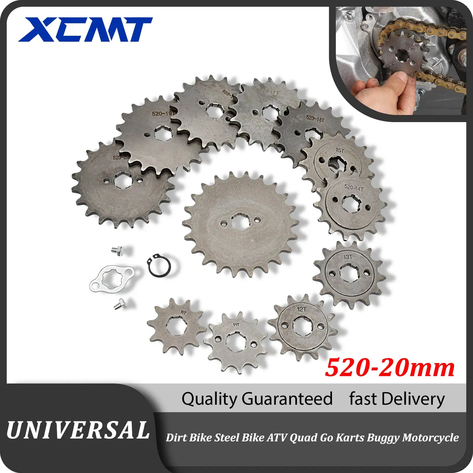 

520# Chain 20mm 10T - 21T Front Engine Sprocket For Loncin Zongshen Lifan Shineray 150 200 250cc ATV Quad Dirt Bike Motorcycle