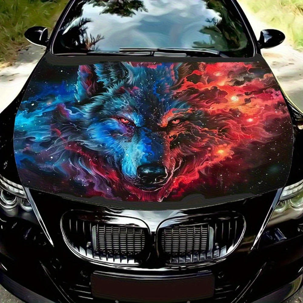 

Виниловая наклейка The Evil Wolf Emitting Mysterious Flames — универсальная обертка на капот автомобиля из бумажного материала, автомобильный внешний капот St
