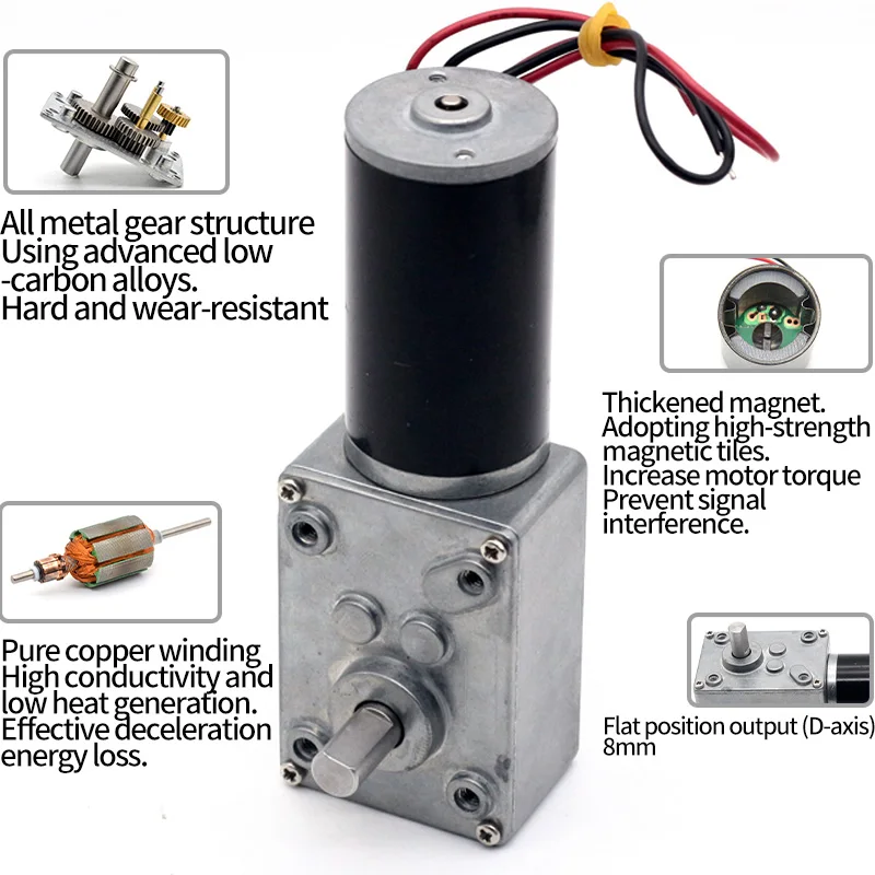 AOLONG A5840-31ZY silnik redukcyjny przekładnia ślimakowa dla robotów o wysokim momencie obrotowym 12/24V 10-470RPM 58mm z silnik redukcyjny samoblokującym 31ZY