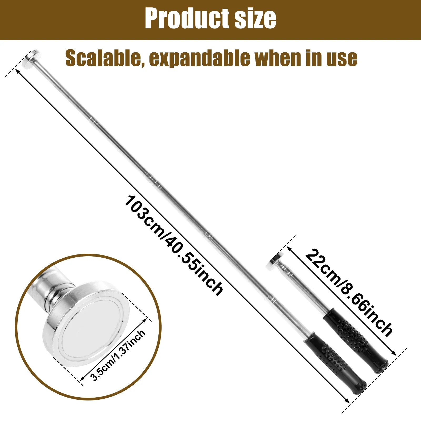 

Магнитный пикап для повышения выдвижной ручки из нержавеющей стали, противоскользящий 35 фунтов, магнитный звукосниматель на присоске