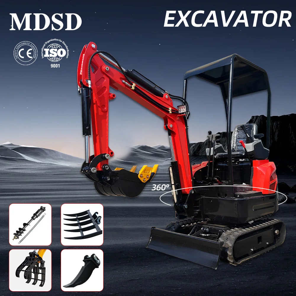 Minigavatore MD-15 da 1,8 tonnellate a basso prezzo Euro 5 EPA Mini insaccatore compatibile CE per operazioni idrauliche di fattoria e giardino Spedizione DDP