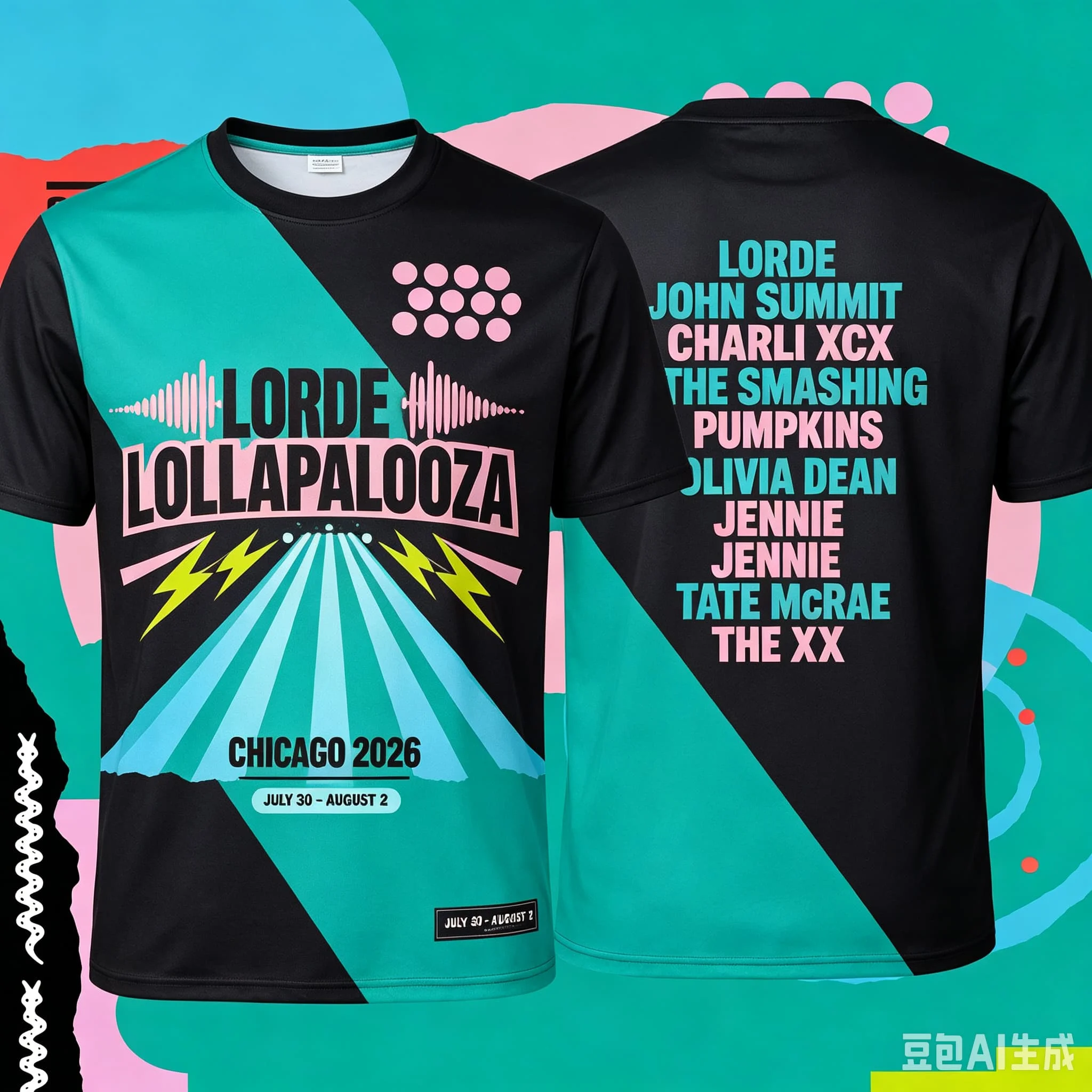 2026 New Chicago Lollapalooza Sports Jersey StyleT-Shirt Festival Concert Short Sleeve Tee for Men Women Family Matching Tees