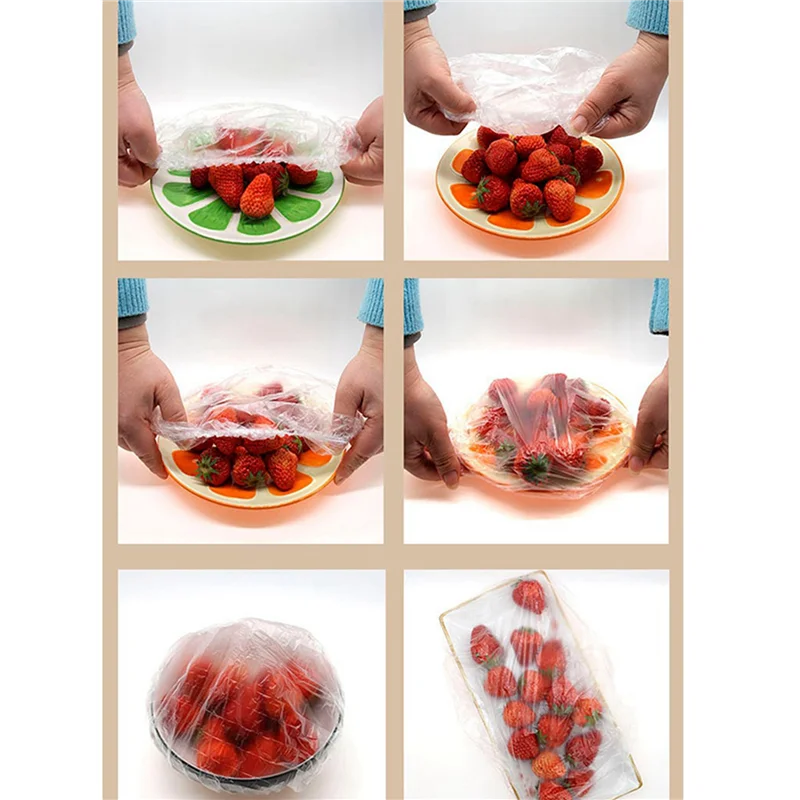 ABPQ-300Pcs alimentaire réutilisable garder frais stockage couvre élastique clair bol couvre plat en plastique couvre pour la famille pique-nique en plein air