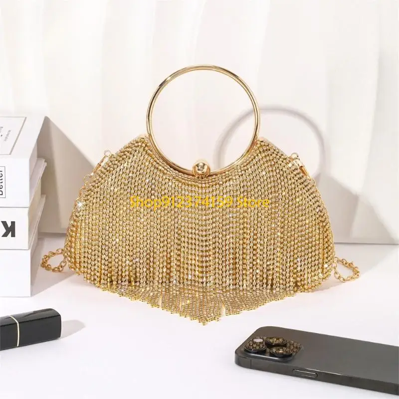 

G5AE Женская вечерняя сумка с кисточками Кошелек со стразами Сумка на плечо для выпускного вечера и свадьбы