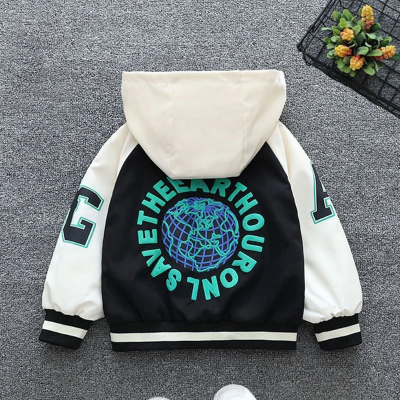Children Boys Hooded Jacket Autumn Windbreaker Print Outerwear Sports Casual Clothing Christmas Birthday Gift 2-12 Year Old New image 4