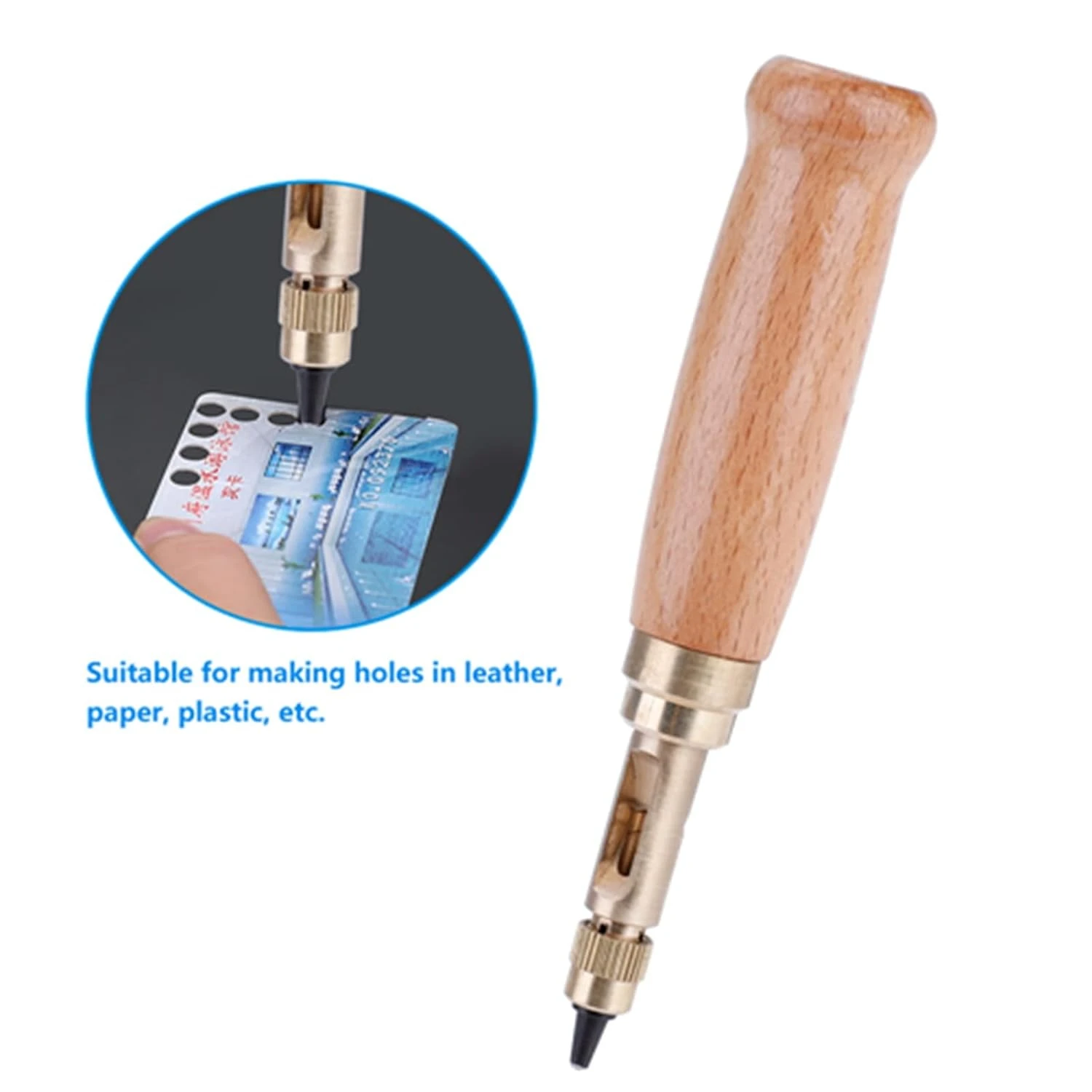 Reliable and Essential Precision Punching Leather Tool with Sturdy Wood Handle - Durable Perfect for Crafting Watch Bands an