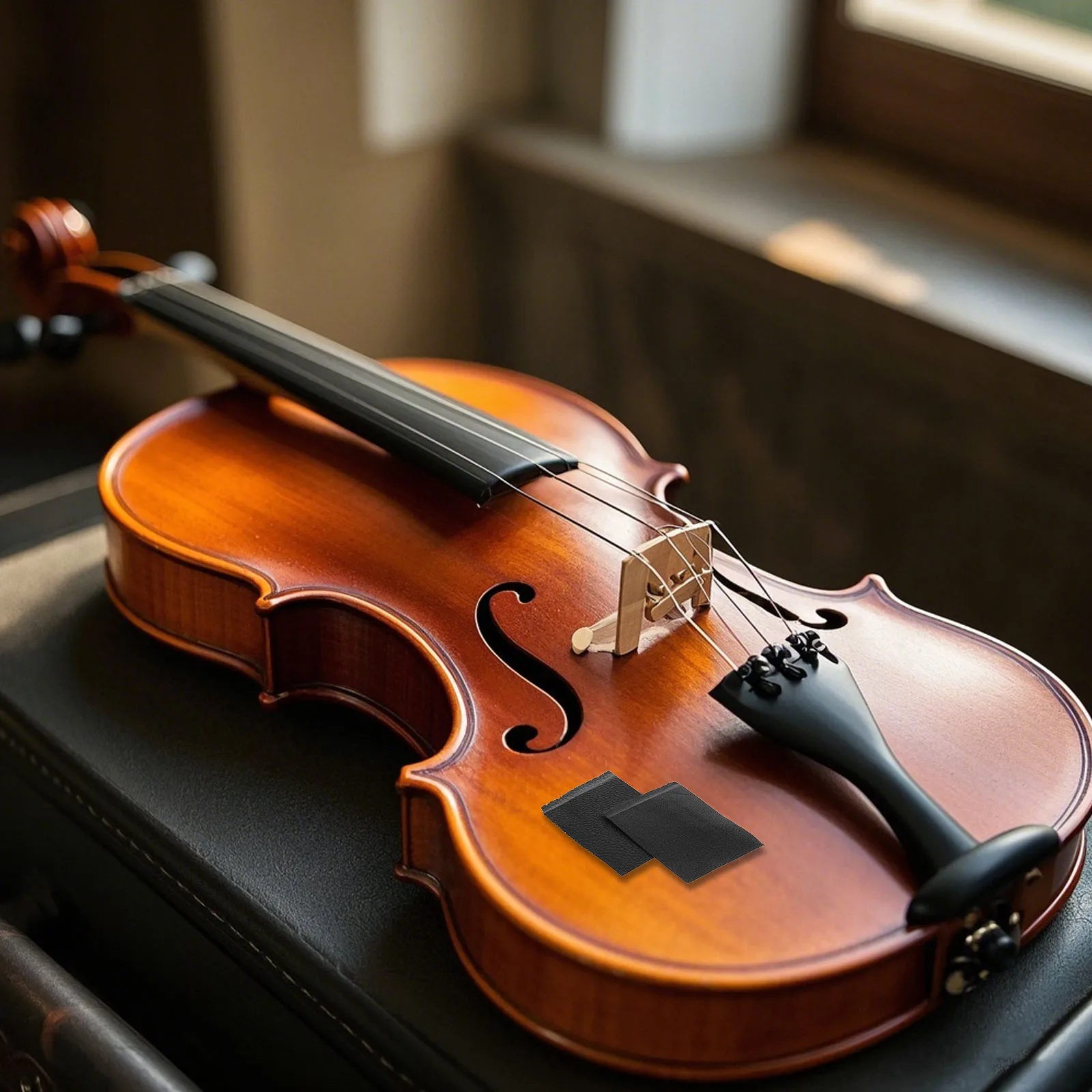 

2pcs Violin Bow Grip Comfortable Durable Black Pu Music Instrument Parts Replacement Sleeves Viola Accessories