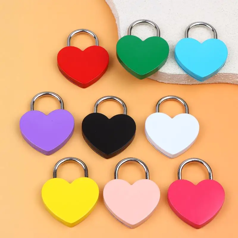 Romantic Heart Love Lock Metal Heart Shaped Padlock with Matching Keys 45*59*8mm for Anniversary Couple Gift