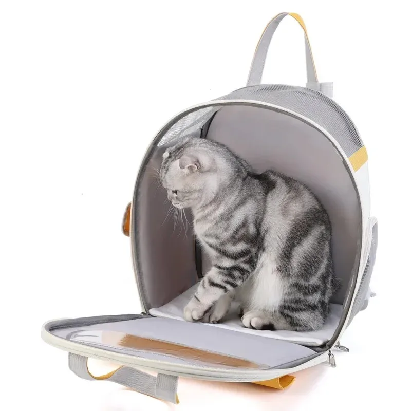 Portable Cat Carrier Backpack Breathable Mesh Foldable Pet Backpack With Shoulder Strap for Cats Under 15 Lbs Small Dogs Outdoor
