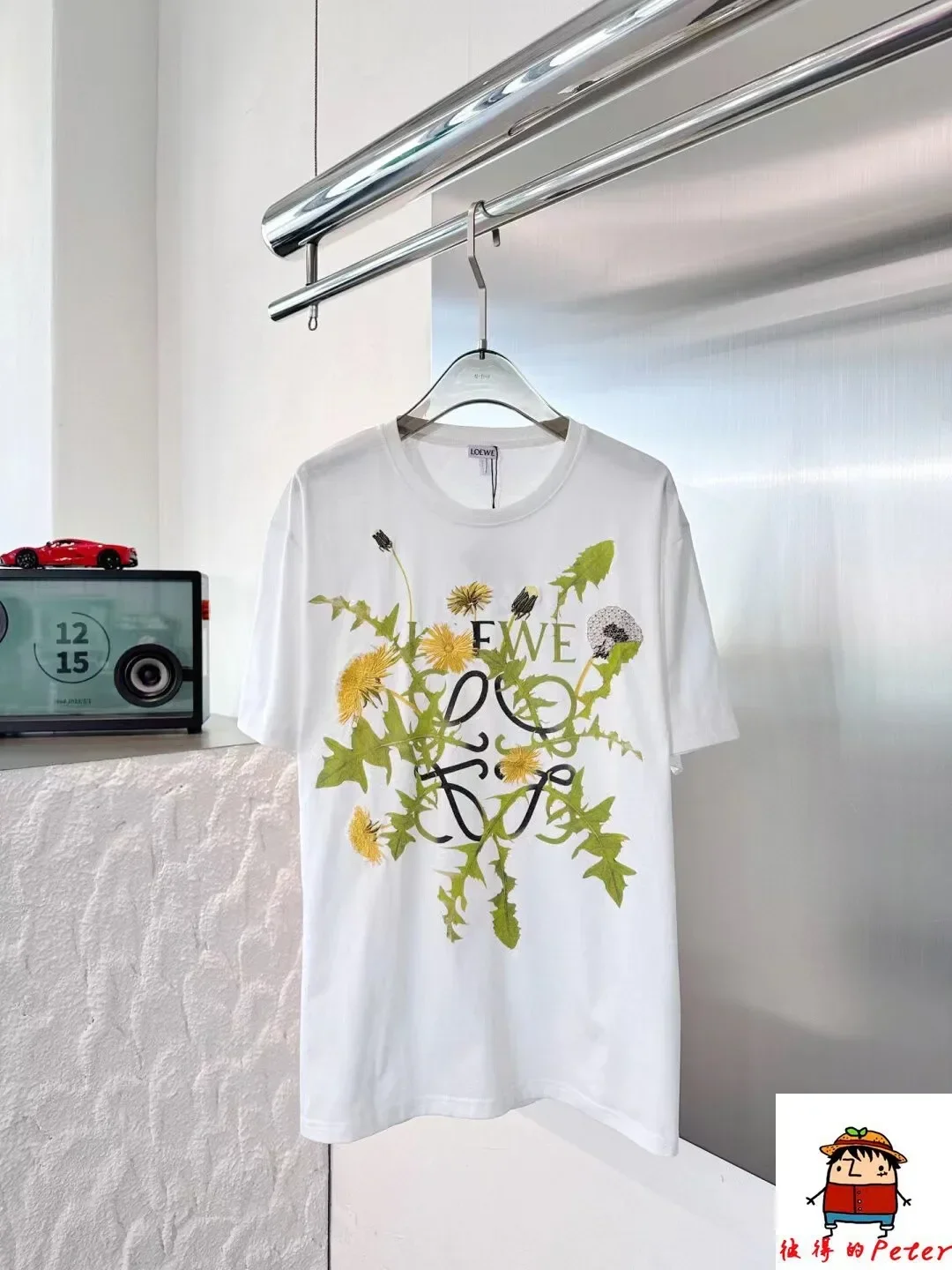 Summer New Chest Print Flower and Plant Logo Top Short Sleeved Round Neck Couple T-shirt for Men and Women