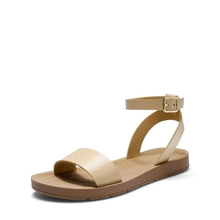 

Women's One Band Ankle Strap Buckle Flat Sandals