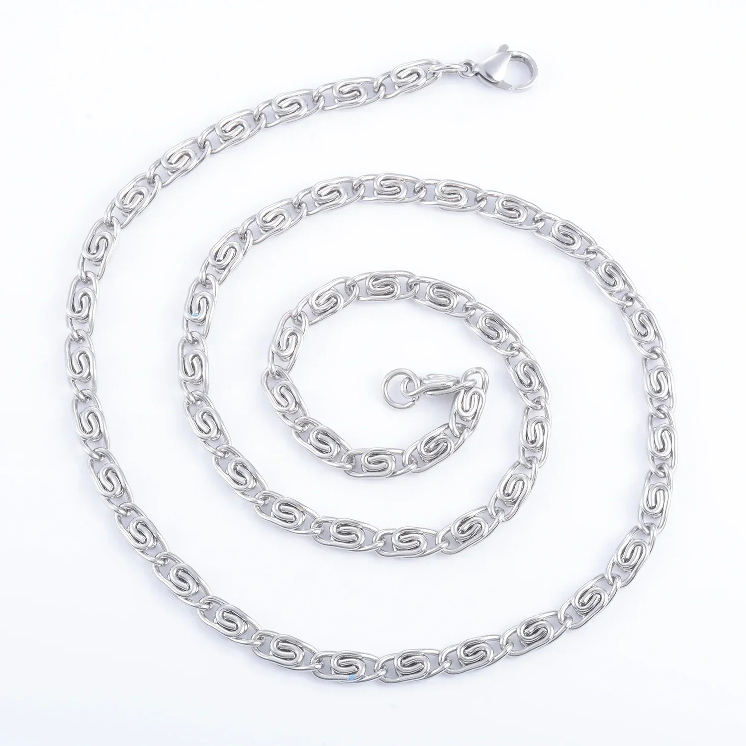 قلادة من الفولاذ المقاوم للصدأ Yadreva-Figaro ، لون فضي ، سلسلة مارينر ، قلادات حلزونية ، مجوهرات هيب بوب