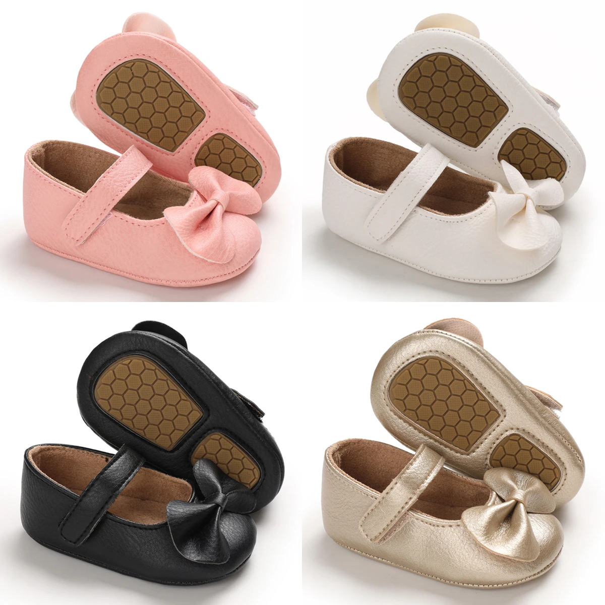 귀여운 아기 소녀 공주 신발 PU 가죽 부드러운 안티 슬립 아기 신발 0-18M 첫 번째 운동화