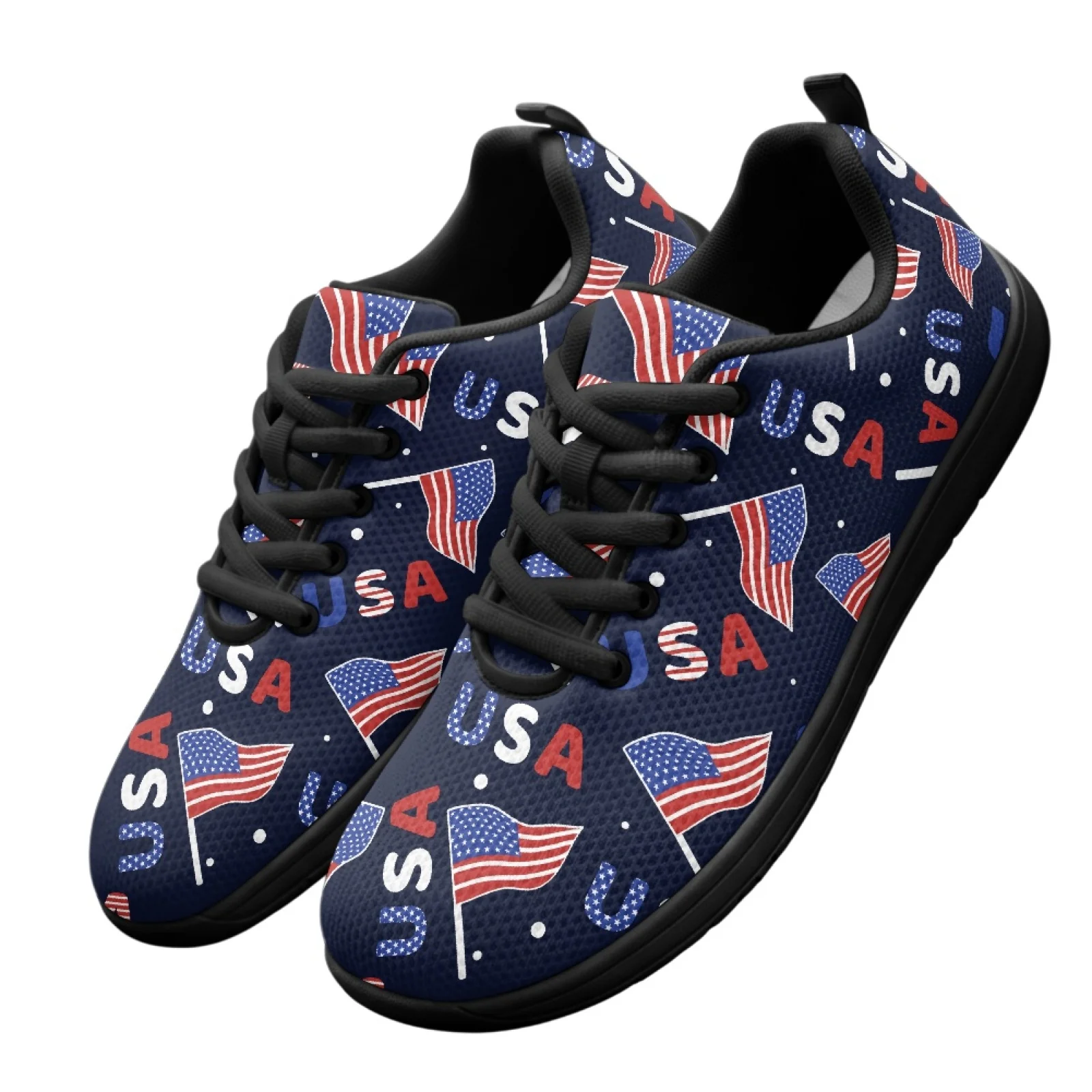 PENSTROLL American Flag Comfortable Running Climbing Shoes Fitness Shoes for Business Non-Slip Mens Sneakers