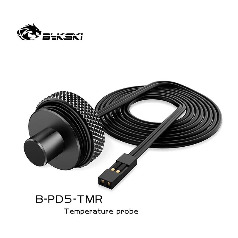 Bykski B-PD5-TMR,G1/4\'\' Water Cooling Fitting,Temperature Measurement Sensor Plugs,Temperature Probe Black/Silver