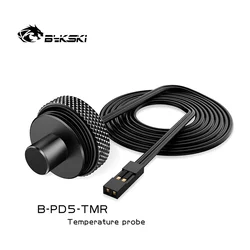 Bykski B-PD5-TMR, accesorio de refrigeración por agua G1/4 '', tapones de Sensor de medición de temperatura, sonda de temperatura negro/plateado