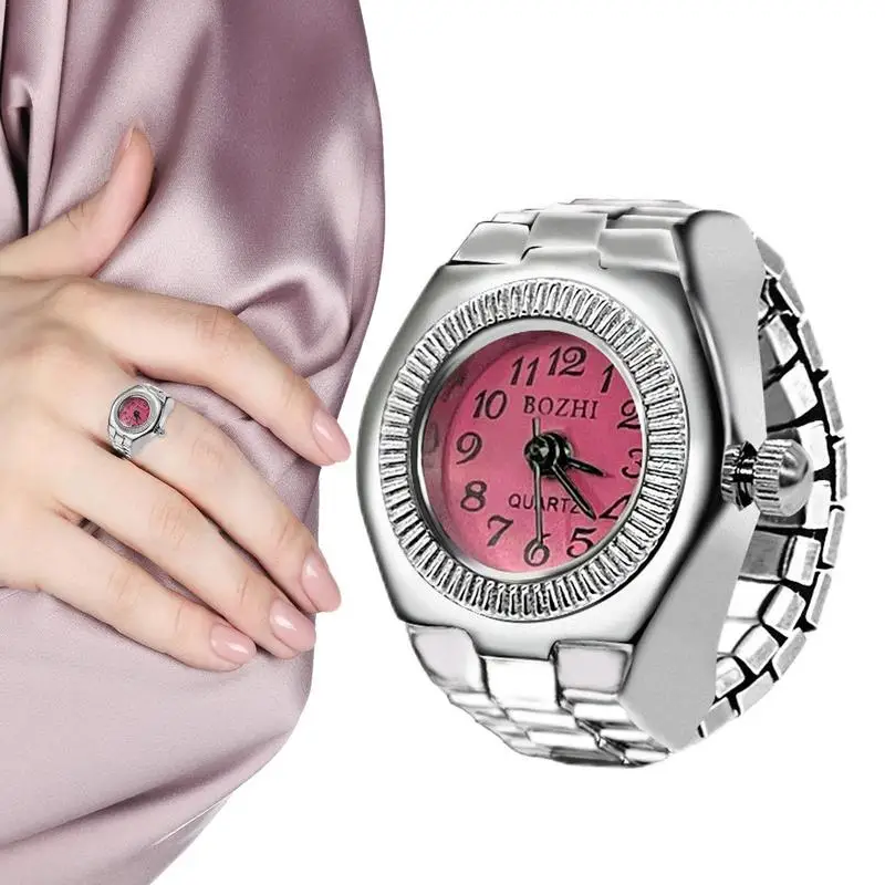 Finger Ring Watch Stainless Steel Ring Watch Creative and Classic Alloy Shell Finger Watch for Men and Women