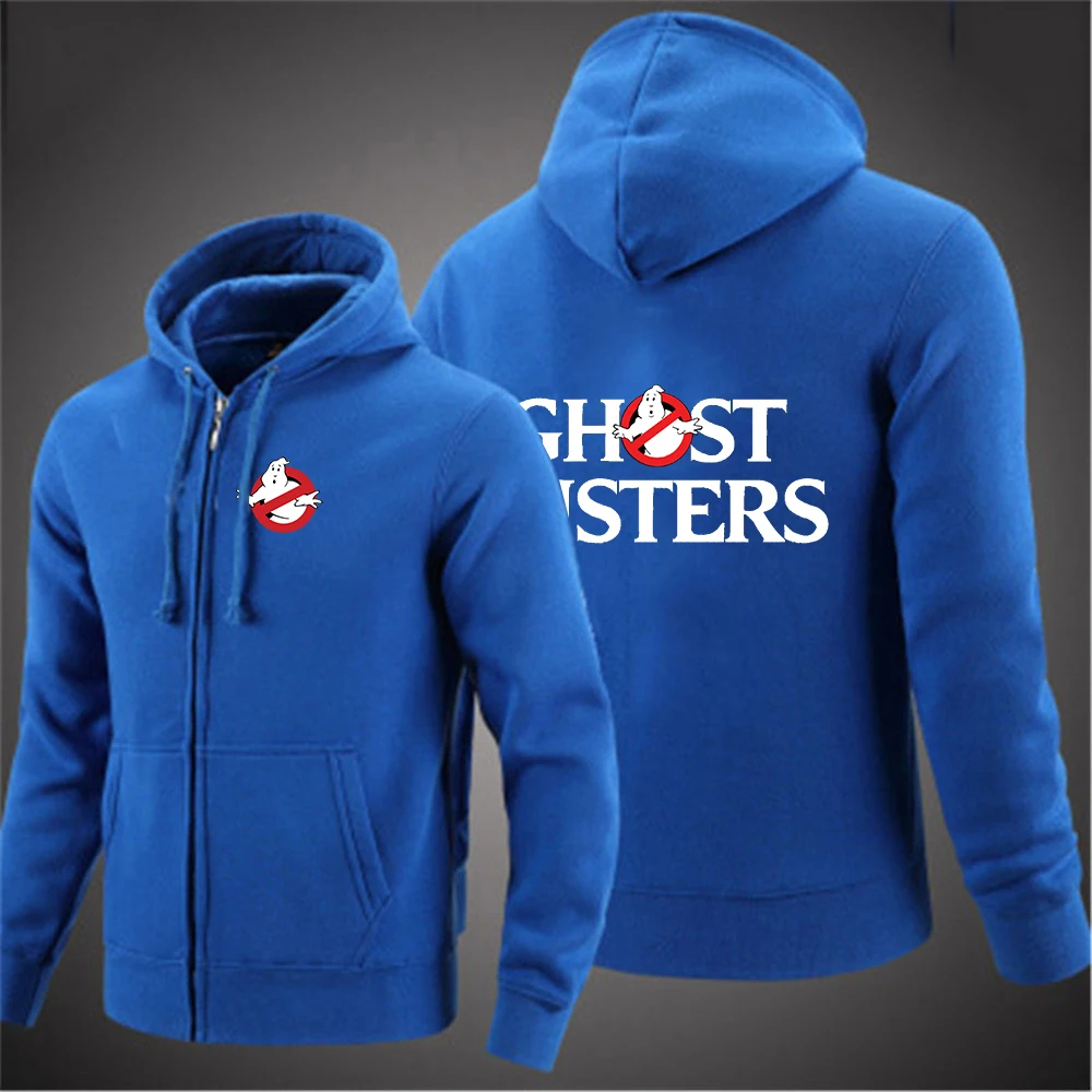 Ghost Busters 2024 Men's New Long Sleeve Printing Solid Color Zipper Hooded Jacket Casual fashion Sweatshirt Pullover Tops