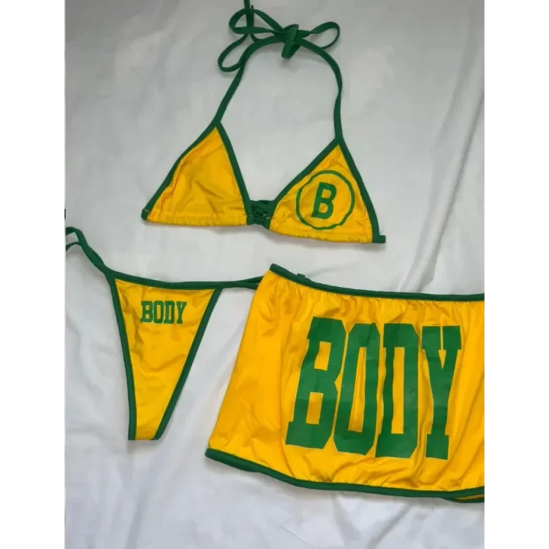 ヨーロッパとアメリカのy2kファッションビーチ水着セクシーなショートストラップタイトバッグヒップスカートビキニ2点セット