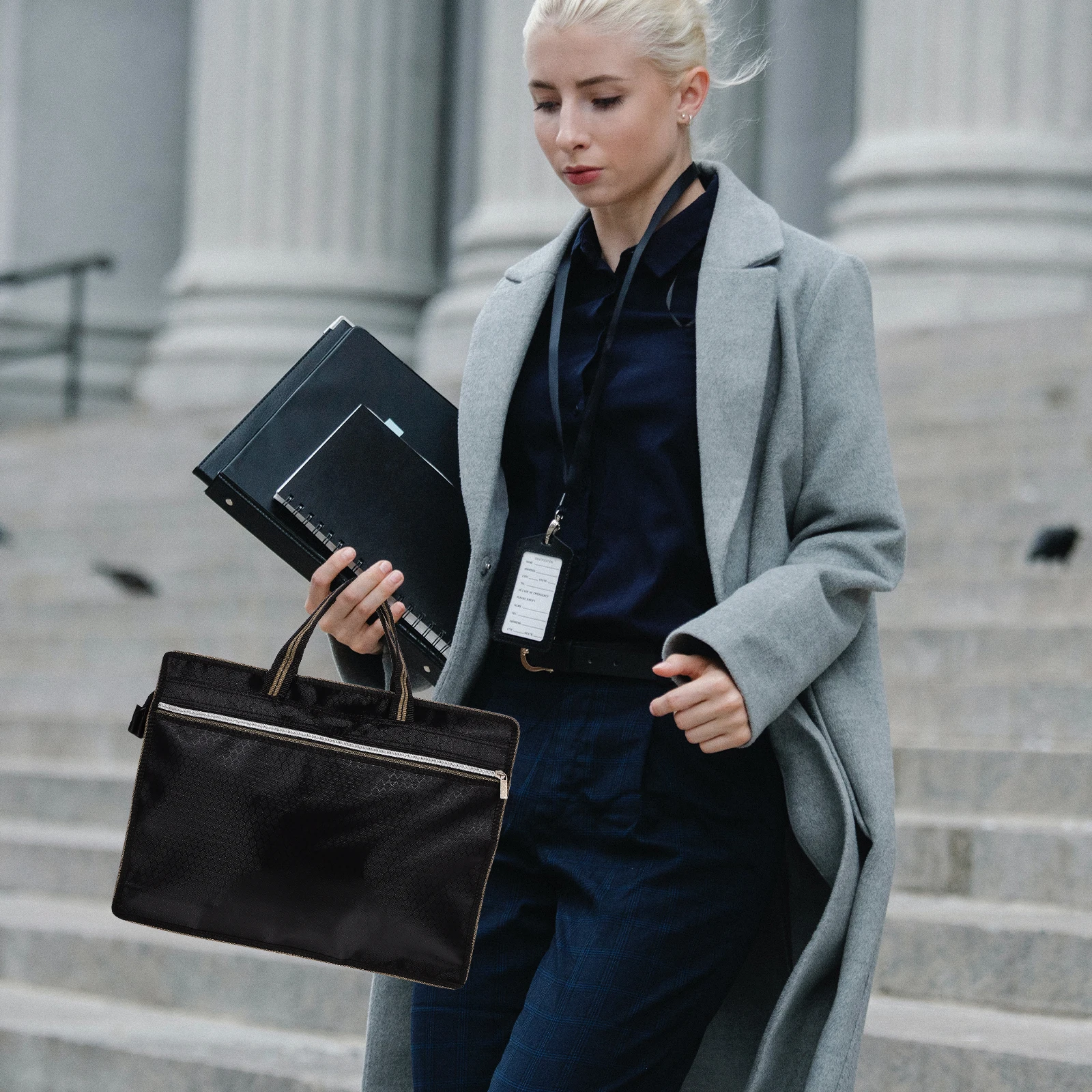 

Oxford Cloth File Pouch Portable Document Organizer Zipper Storage Bag For Files Receipts Business Cards Teachers Students