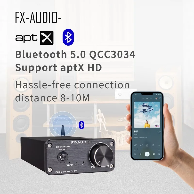 2024 FX-Audio Nuovo FX502S PRO BT HiFi 2.0 Amplificatore audio completamente digitale che adotta TPA3250 + NE5532 Adattatore ad alta potenza 80W * 2 DC24V/4A