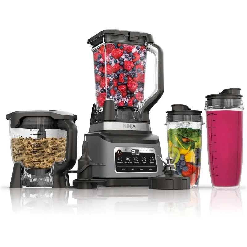Ninja BN801 Professional Plus Kitchen System, 1400 WP, 5 Functions for Smoothies, Chopping, Dough & More with Auto IQ 72 64 24