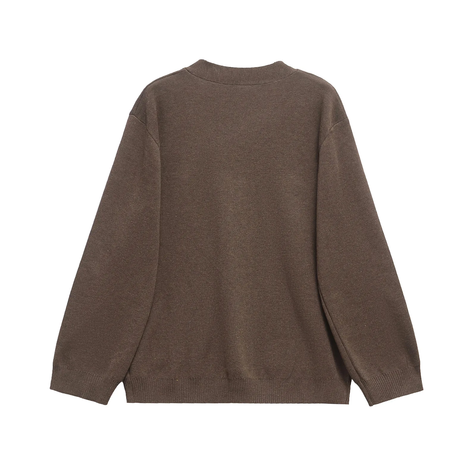 New 2025 Fashion Autumn Fall Sweater Simple Versatile Brown Cardigan Women Casual Knit V-Neck Buttons Sweater Cardigan Coat