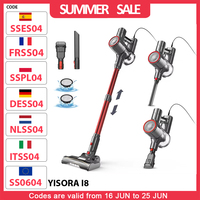 YISORA I8 Corded Vacuum Cleaner, 23kPa Powerful Suction, 0.8L Dust Cup, 6m Long Cord, 4 LED Headlights, Self-standing