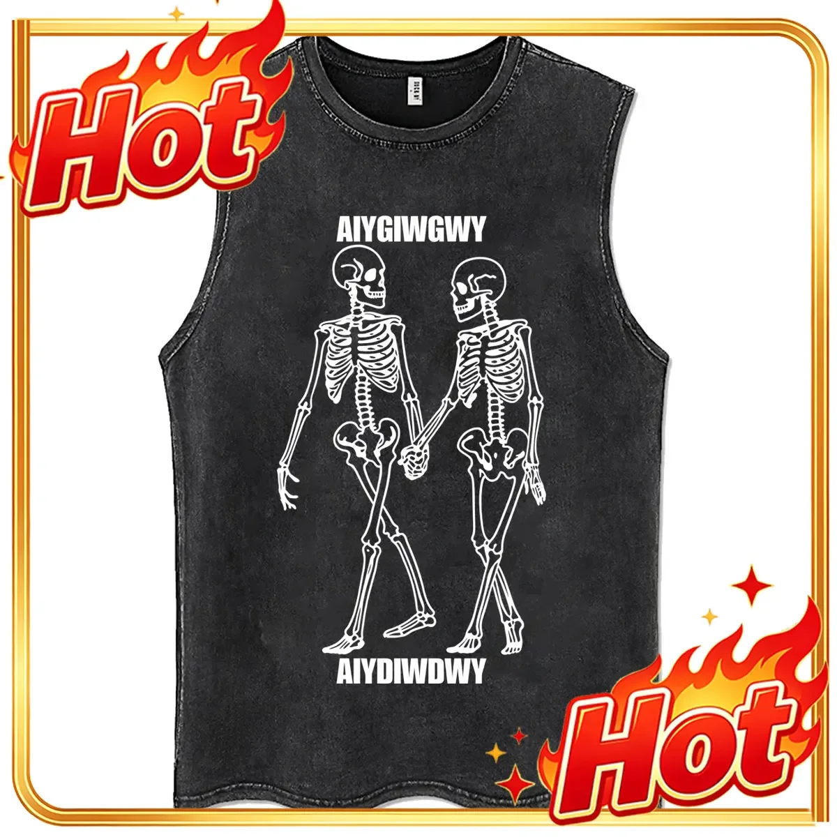 System of A Down Lonely Day Skeleton Vintage Washed Tank Tops Men Classic 90s Rock Alternative Metal Sleeveless Vests T-shirts
