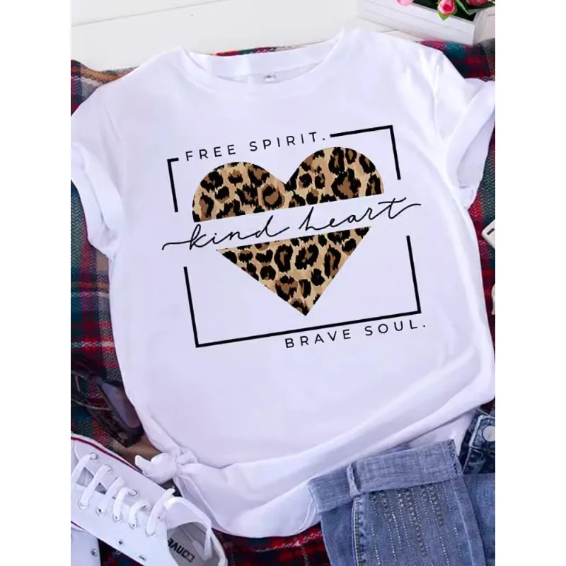 Camiseta blanca con letras retro americanas de Brave Soul L para mujer, talla grande, manga corta, cuello redondo, informal, estilo veraniego