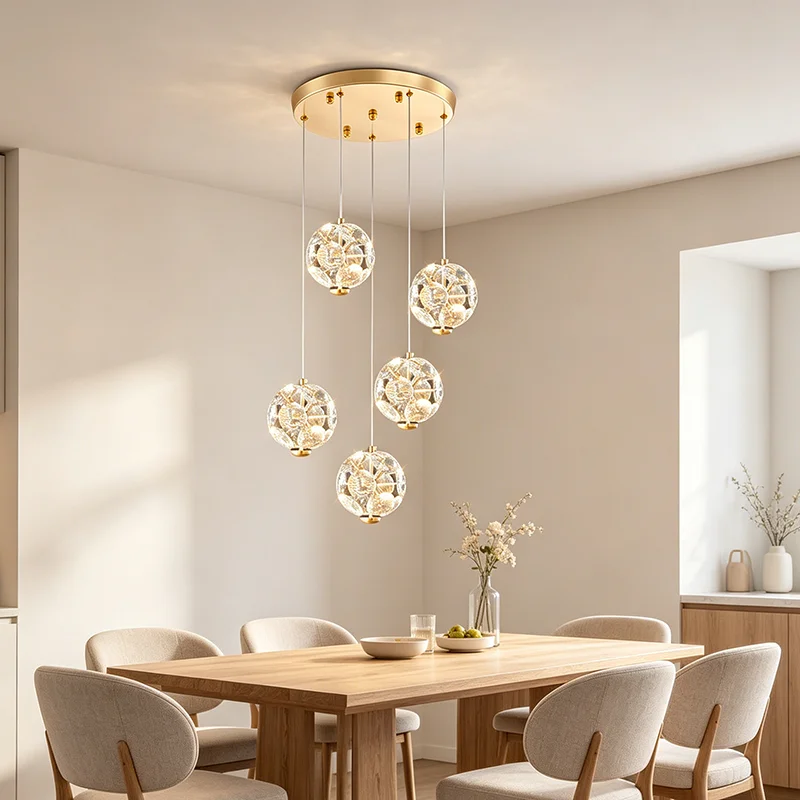 Modern crystal restaurant pendant light indoor LED pendant light indoor lighting intelligent application lighting