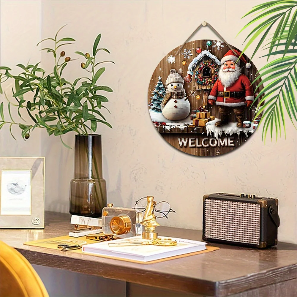 1 قطعة عيد الميلاد سانتا كلوز ثلج ستار ندفة الثلج الحلي عيد الميلاد ترحيب 2d الخشب قلادة الشرفة إكليل شقة معلقة طباعة الديكورات المنزلية