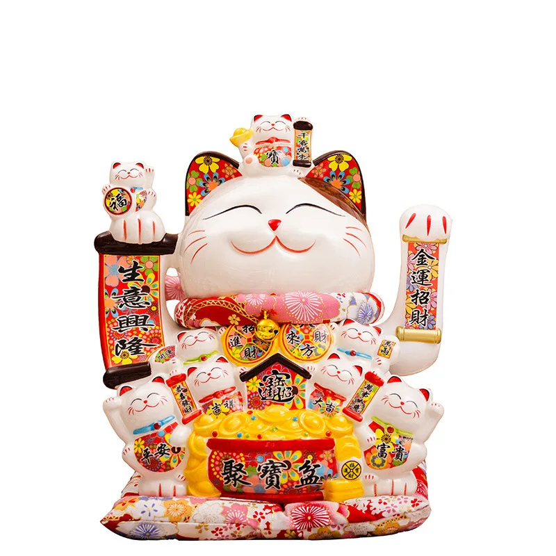 

Japanese Style White Fortune Cat Corporate Gifts Electric Shake Hands Cashier Ornaments Decorations For Home Christmas