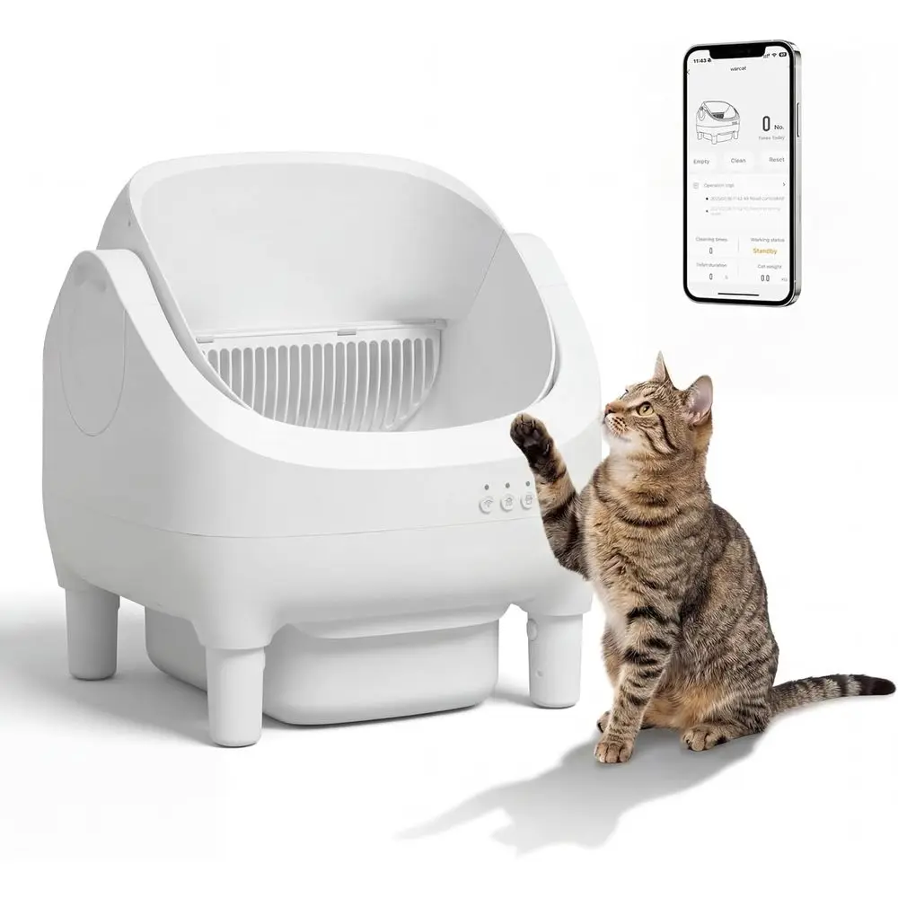 

Smart Automatic Top-Opening Litter Box with App Control, 15L Odor-Proof Bin, Quiet Operation, Suitable for Multiple and Large Ca