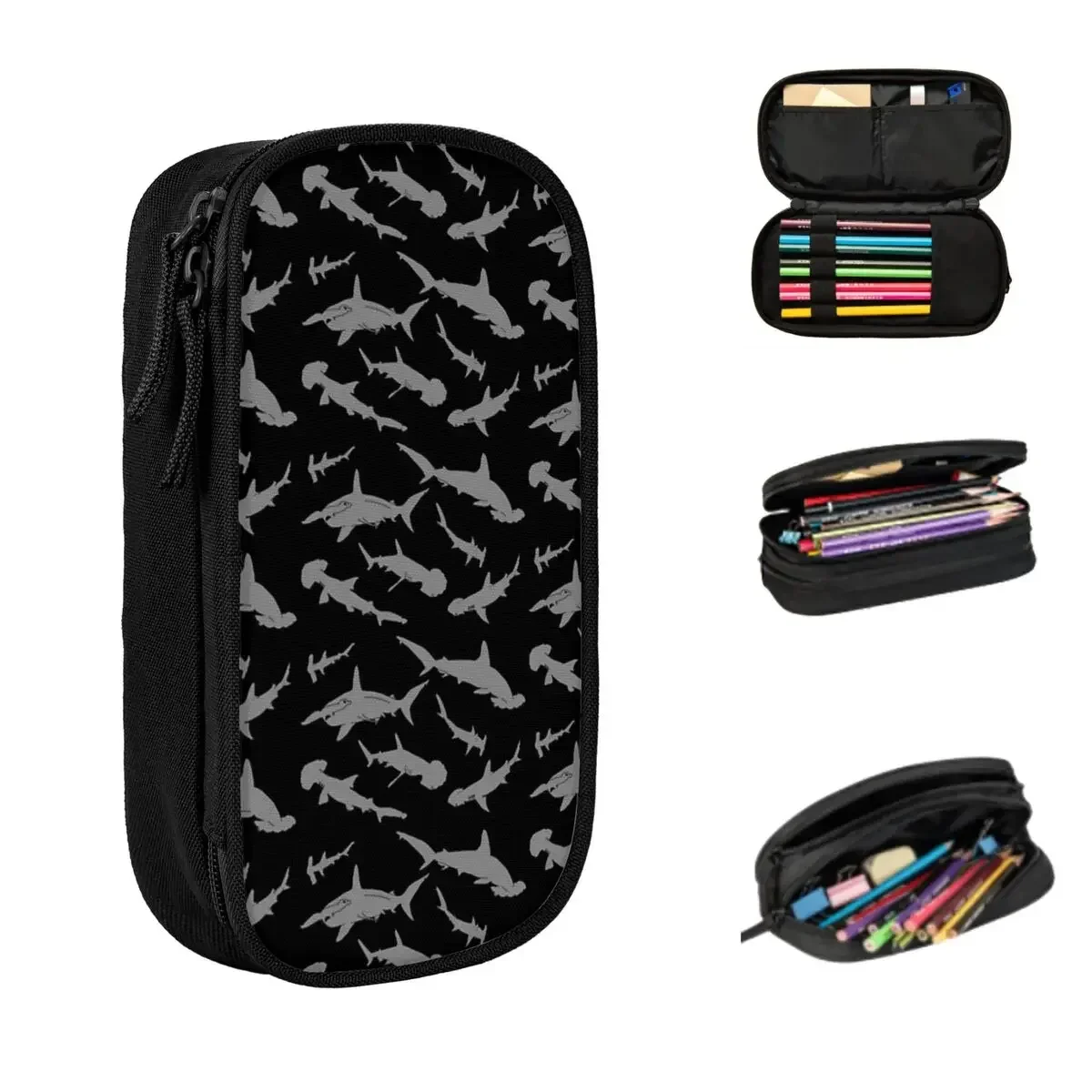

Hammerhead Shark Pack Pattern Pencil Cases Large Capacity Pen Bags Pen Box Pencil Pouch For Boys Girls Stationery School Office