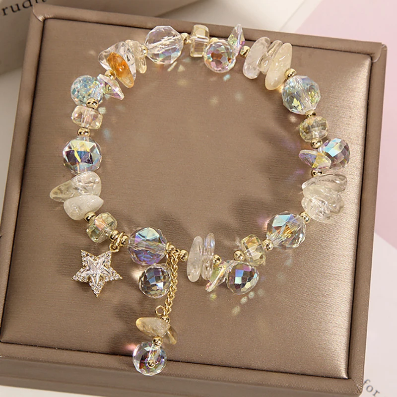 ارتفع سيسي الكورية نمط الطازجة كريستال سوار أنثى بسيطة شخصية الحب قلادة ذيل السمكة سحر سوار للنساء مجوهرات #1